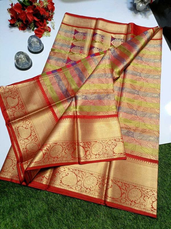 Self Design Banarasi Cotton Blend Saree  (Multicolor)