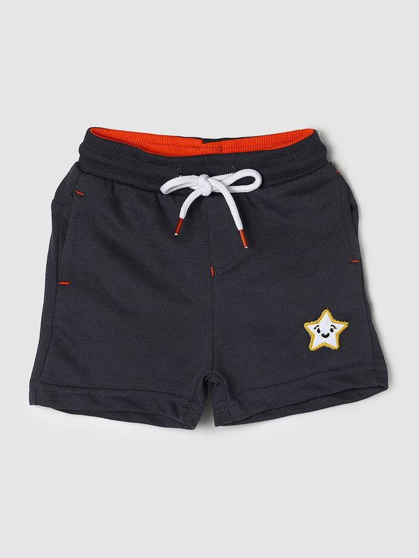Short For Baby Boys Casual Embriodered Pure Cotton  (Grey, Pack of 1)