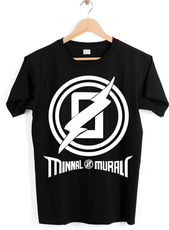 PROFESSOR TSHIRT, MINNAL MURALI Men Graphic Print Round Neck Cotton Blend Black T-Shirt