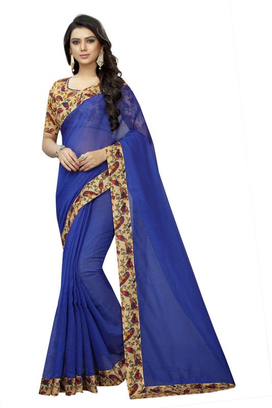 Solid/Plain, Animal Print, Self Design, Printed Mysore Art Silk Saree  (Blue)