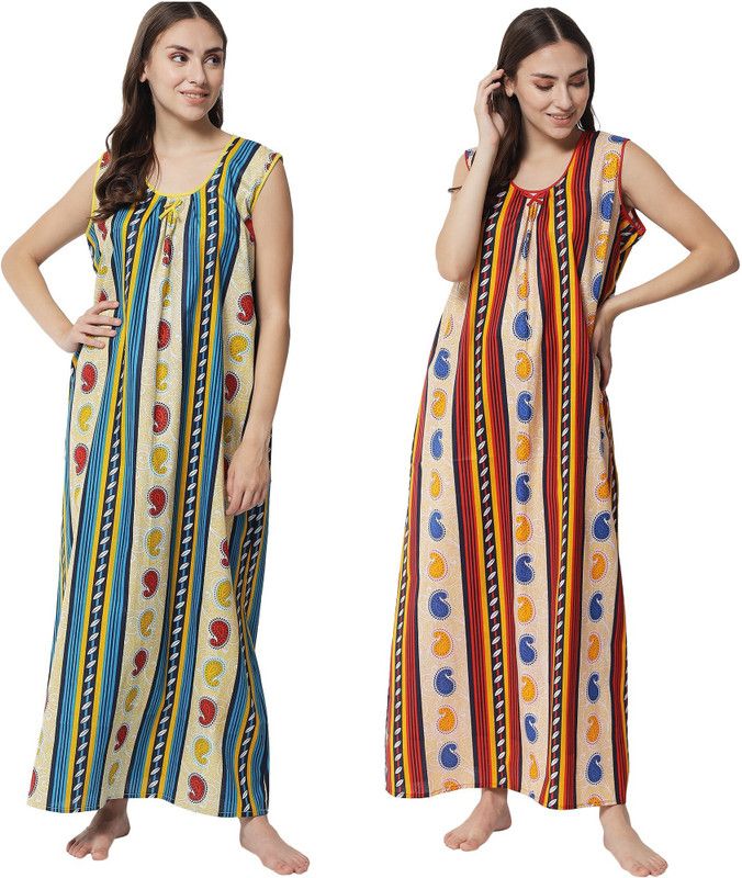 Women Nighty  (Red, Light Blue)