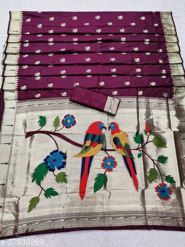 Woven Bhagalpuri Silk Blend Saree  (Magenta)