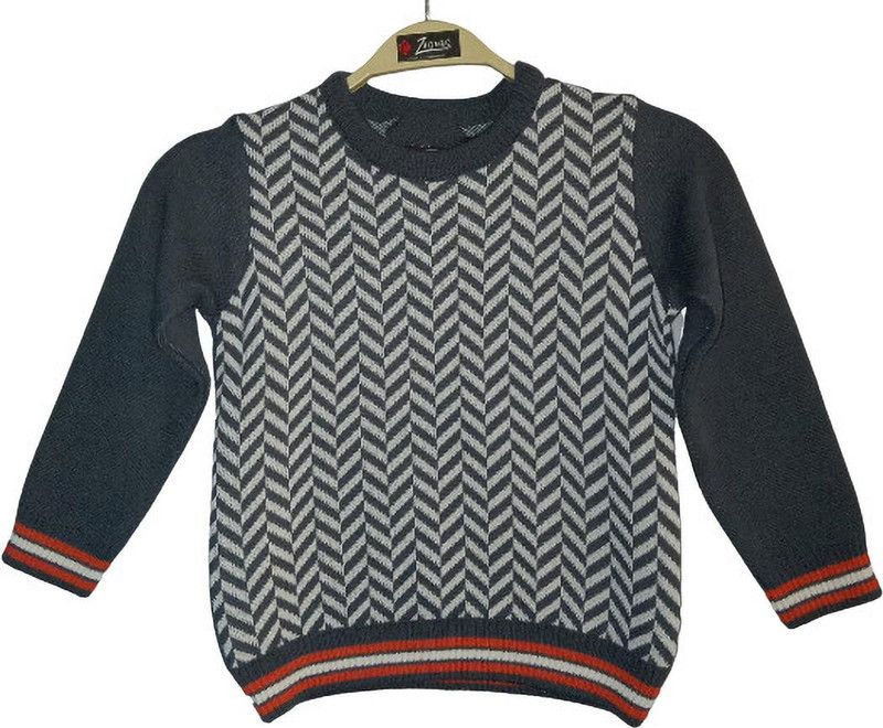 Boys Geometric Print Round Neck Multicolor Sweater