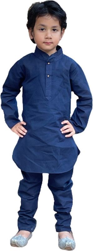KL COLLOECTION Boys Party(Festive) Kurta Pyjama  (Dark Blue)