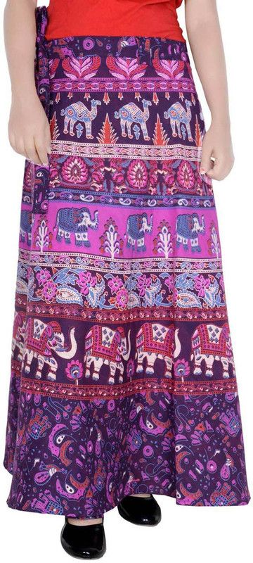 Women Animal Print Wrap Around Purple Skirt