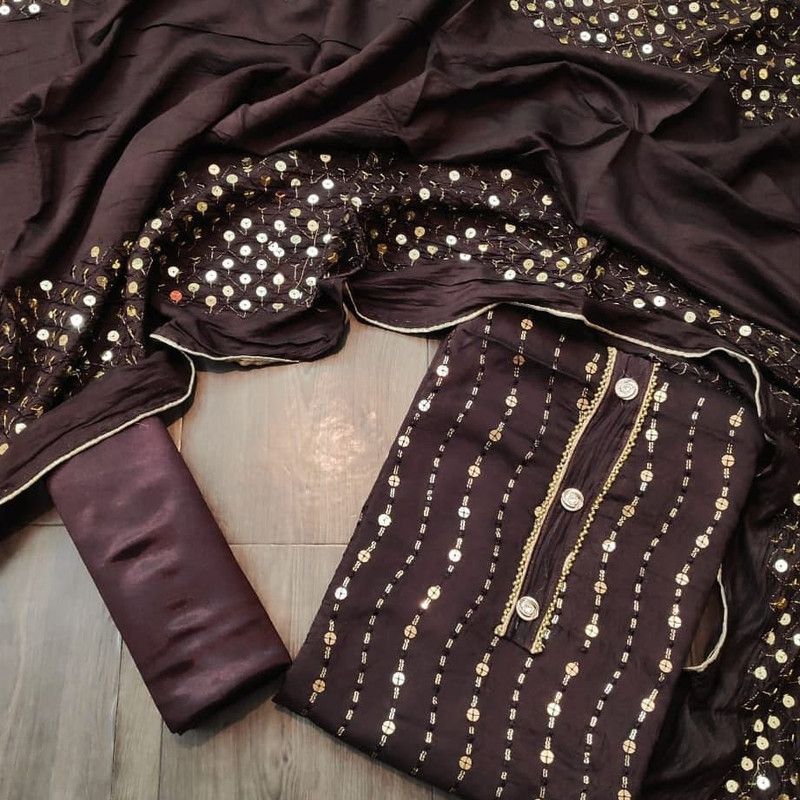 Semi Stitched Polycotton Kurta & Palazzo Material Embroidered
