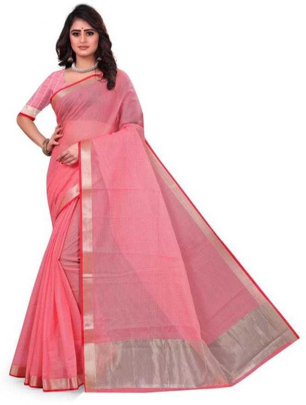 Self Design Manipuri Cotton Silk Saree  (Pink)