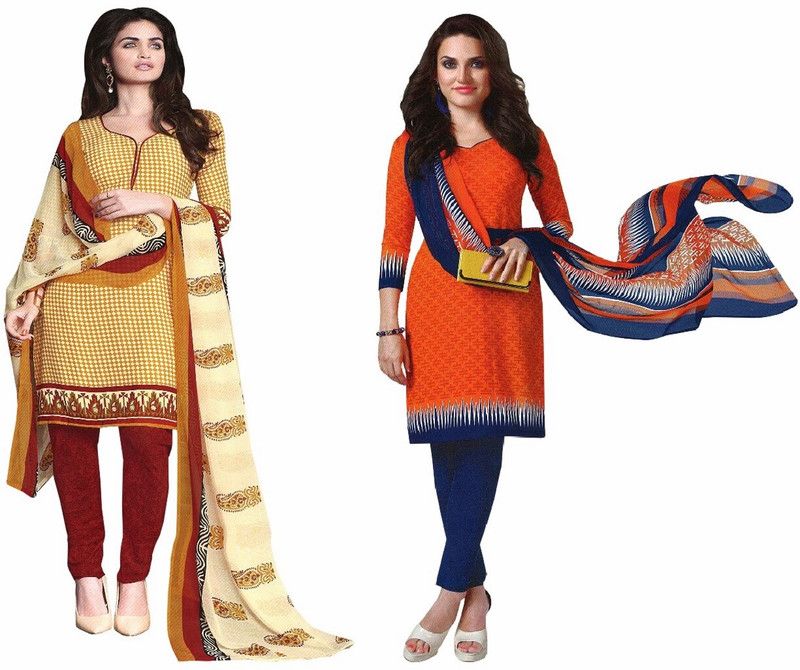 Unstitched Crepe Salwar Suit Material Floral Print