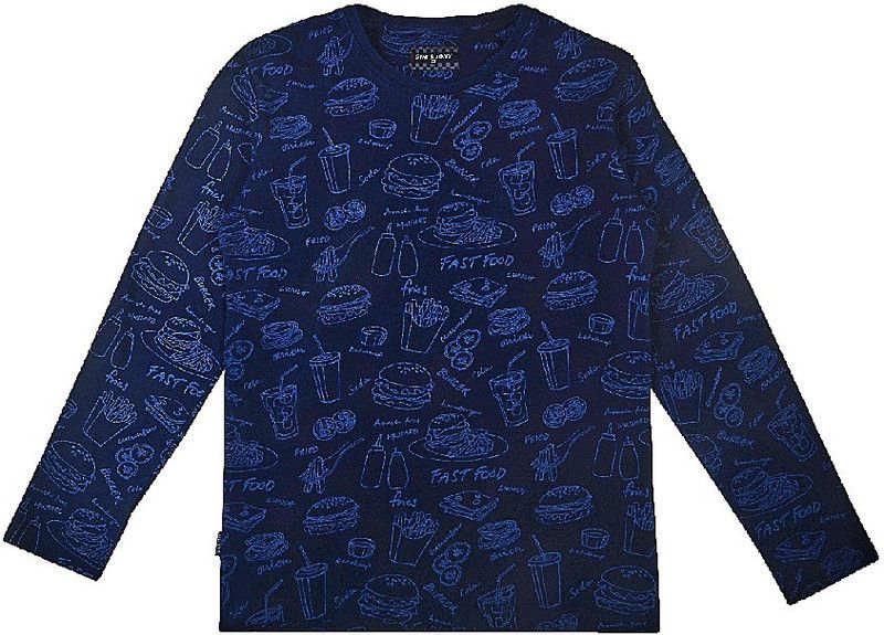 Boys Printed Cotton Blend T Shirt  (Blue, Pack of 1)