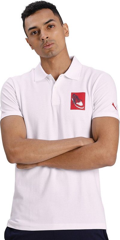 Sneakers Graphic Polo Men Graphic Print Polo Neck Cotton Blend White T-Shirt
