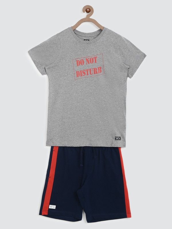 Boys Casual T-shirt Shorts  (Dark Blue)
