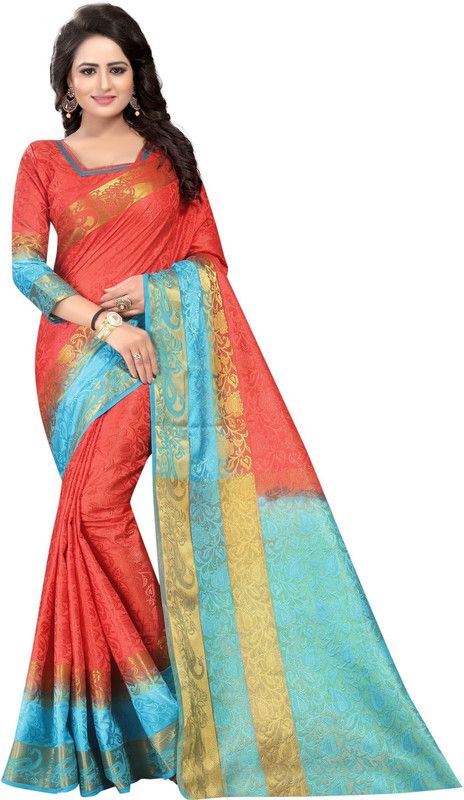 Self Design Kanjivaram Silk Blend, Cotton Blend Saree  (Red)