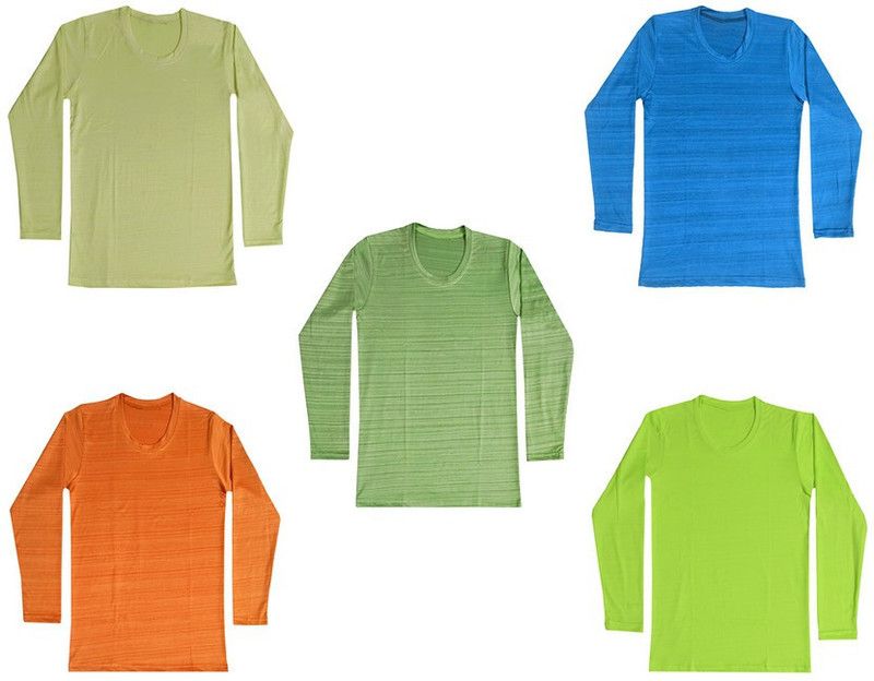 Boys Solid Polyester T Shirt  (Multicolor, Pack of 5)