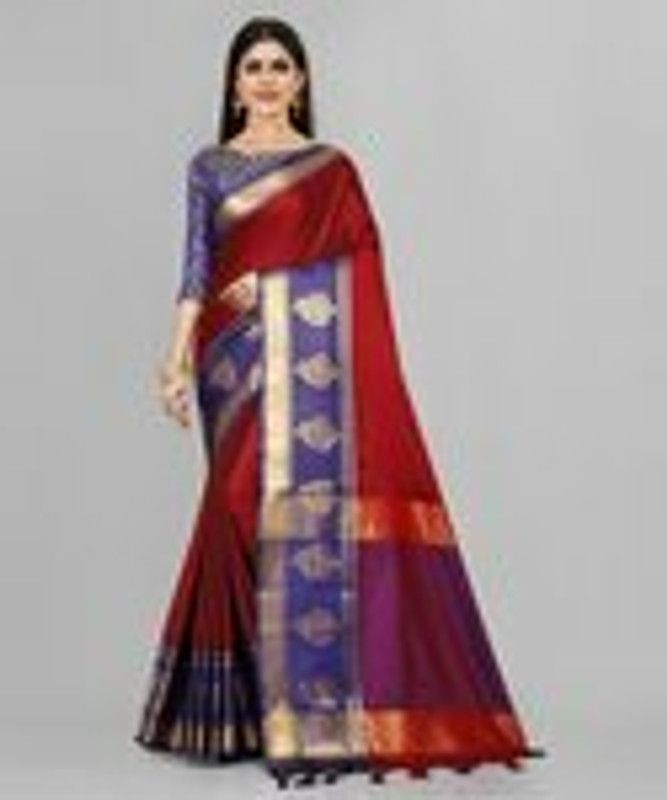 Self Design Kanjivaram Jacquard Saree  (Blue)