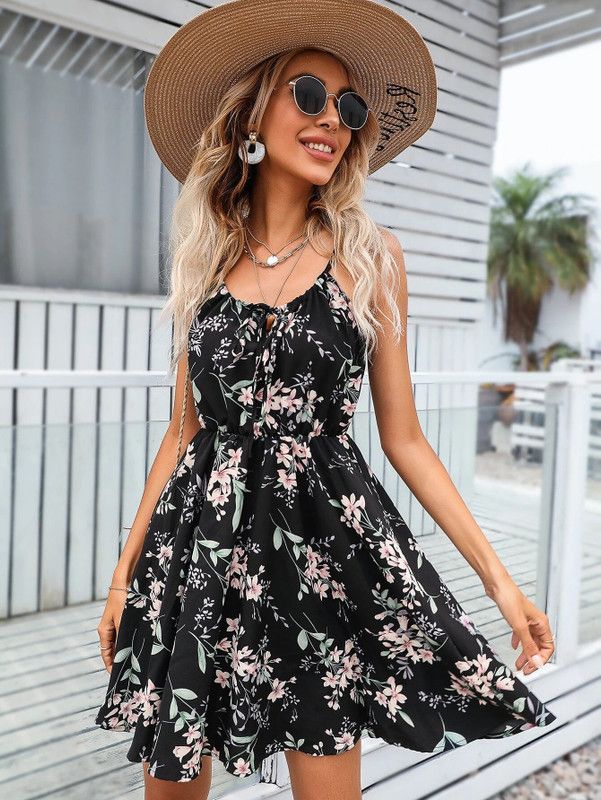 Women Gathered Black Dress