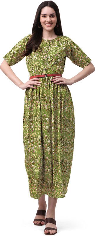 Printed Crepe Stitched Flared/A-line Gown  (Light Green)