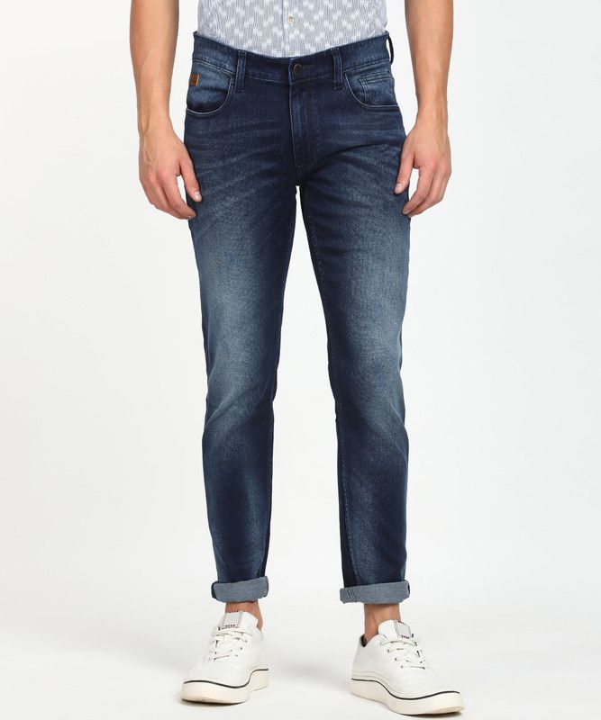 Men Slim High Rise Blue Jeans