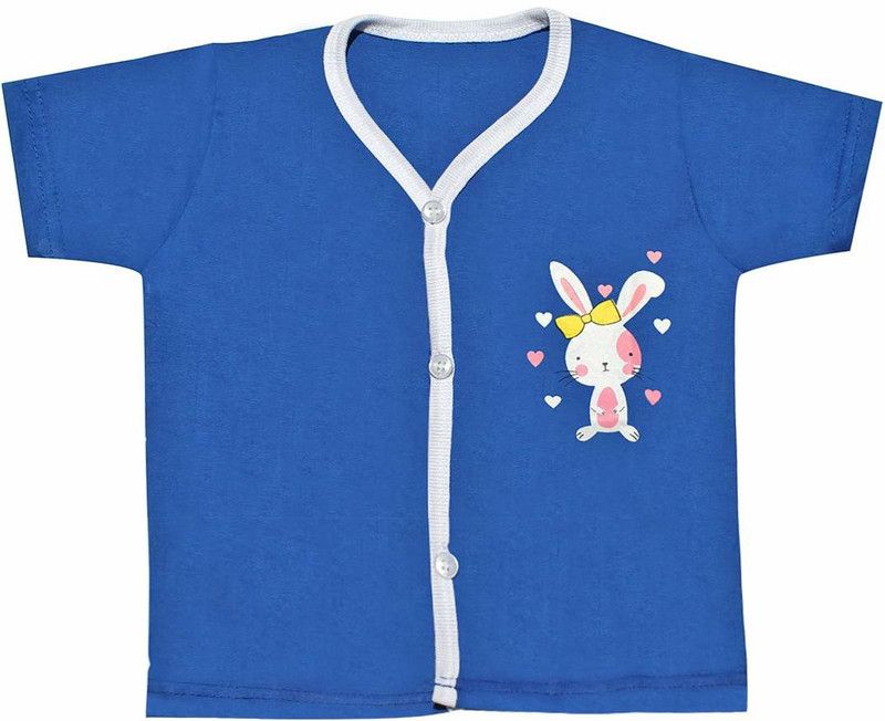 Boys & Girls Solid Pure Cotton T Shirt  (Blue, Pack of 1)