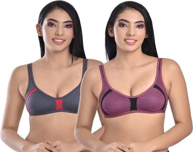 Pack of 2 Women Everyday Non Padded Bra  (Blue, Purple)