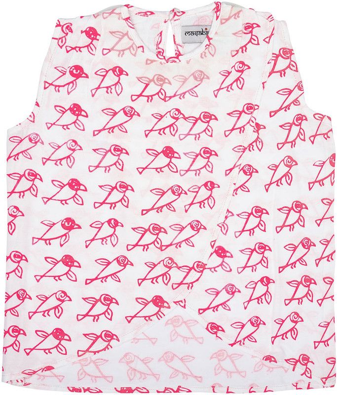 Girls Casual Cotton Blend Gathered Top  (Pink, Pack of 1)