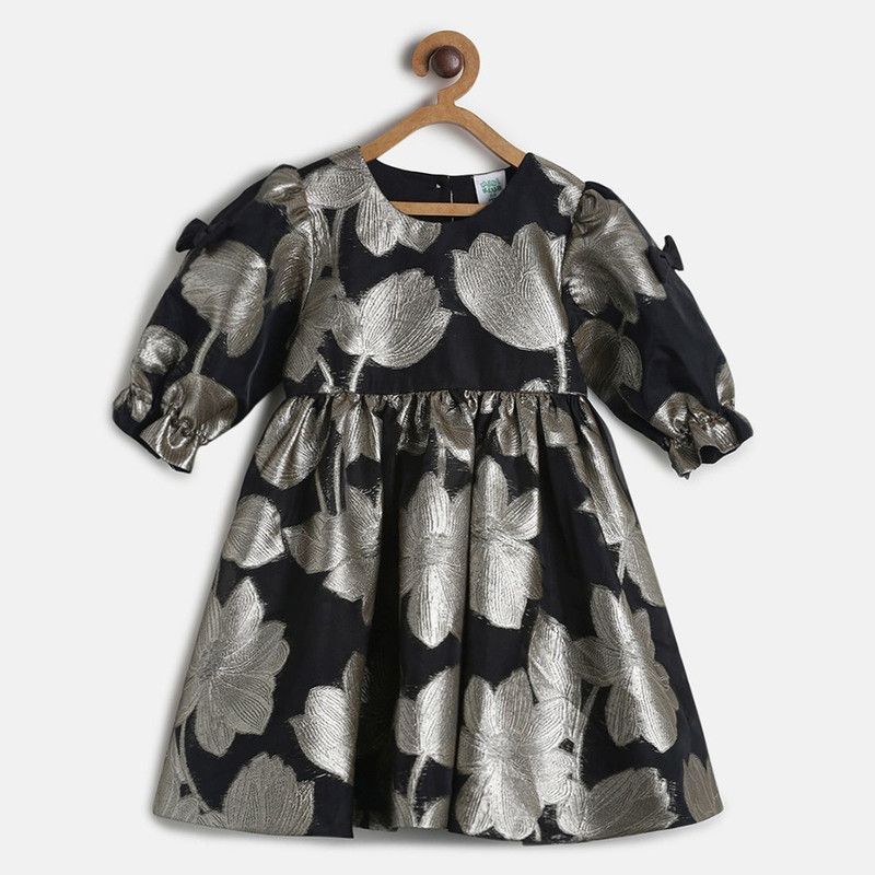 Midi/Knee Length Casual Dress  (Black, 3/4 Sleeve)