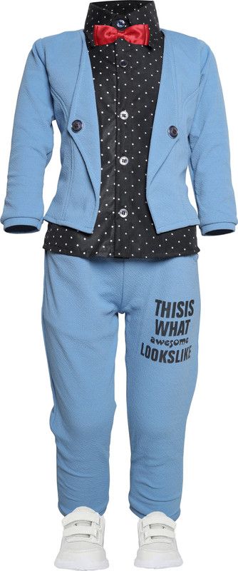 Baby Boys Party(Festive) Jacket Track Pants  (Multicolor)