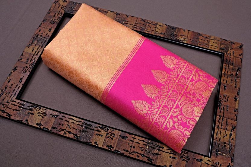 Woven Banarasi Silk Blend, Jacquard Saree  (Orange)