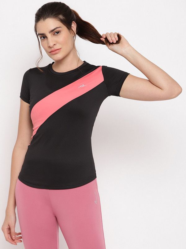 Women Solid Round Neck Polyester Blue, Pink T-Shirt