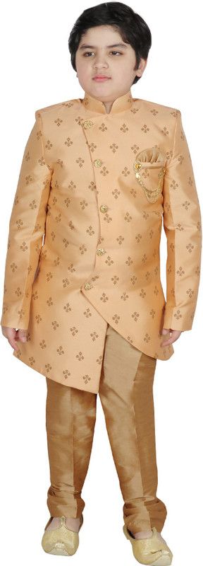 Boys Raw Silk Sherwani and Churidar Set  (Pack of 1)