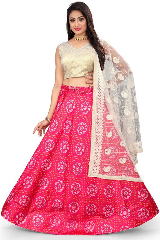 Bandhani Stitched Lehenga Choli  (Pink)