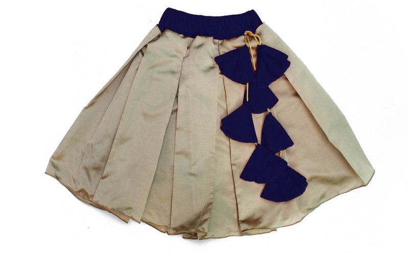 Girls Self Design Regular Dark Blue, Beige Skirt