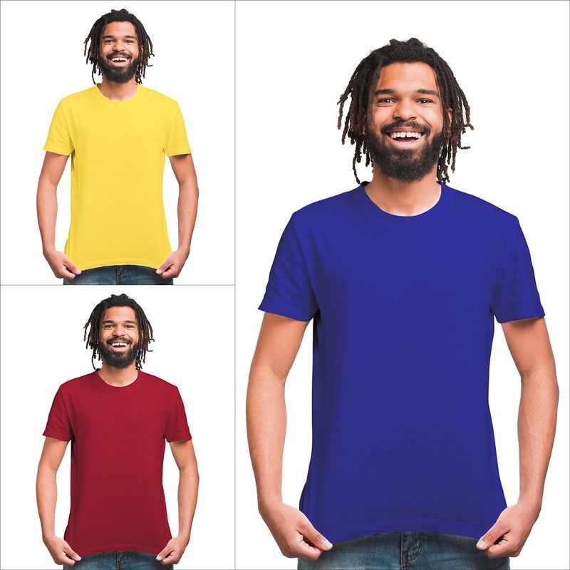 Solid Men Yellow, Maroon, Blue T-Shirt  (Pack of 3)