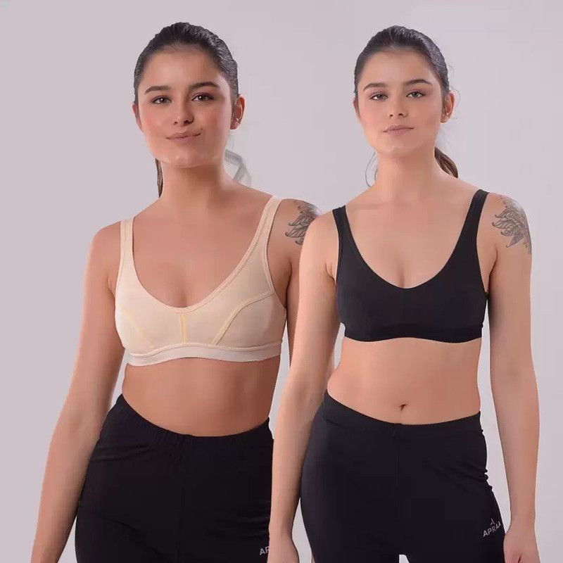 Women Non Padded Bra  (Beige, Black)