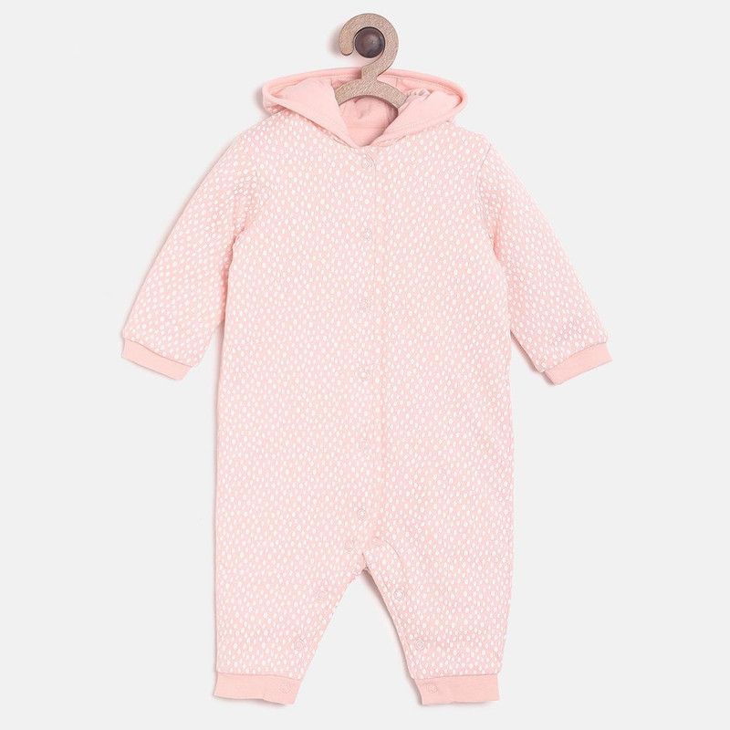 Romper For Girls Self Design Cotton Blend  (Pink, Pack of 1)