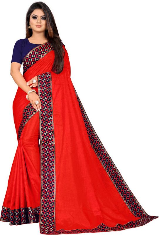 Solid/Plain Bollywood Pure Silk Saree  (Red)