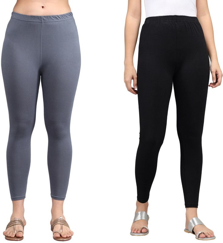 thread plus Ankle Length Ethnic Wear Legging  (Black, Grey, Solid)