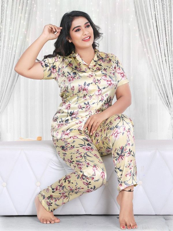 Women Yellow Night Suit Set