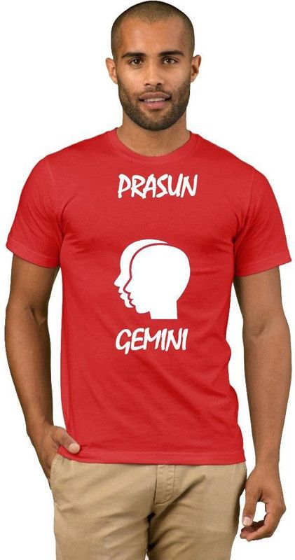 Prasun Zodiac Gemini Style Fashion V05 Men Printed Round Neck Cotton Blend Red, White T-Shirt