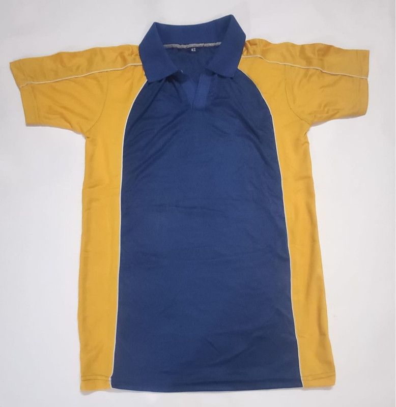 Men Printed Polo Neck Cotton Blend Yellow T-Shirt
