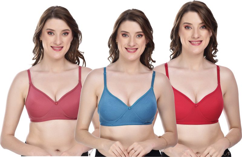 Pack of 3 Women Push-up Lightly Padded Bra  (Red, Orange, Blue)