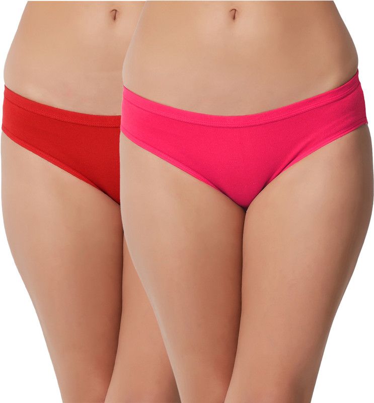 Pack of 2 Women Hipster Red, Pink Panty