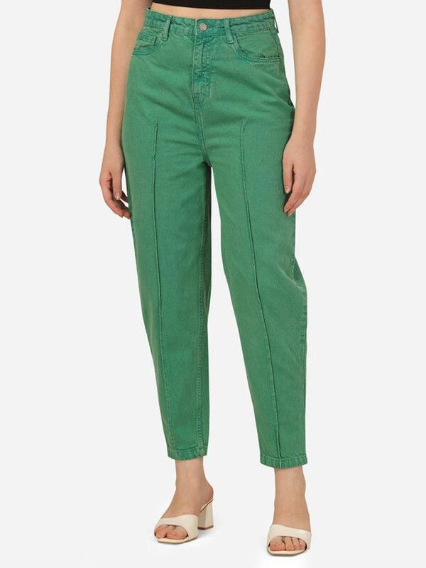Women Jogger Fit Mid Rise Green Jeans