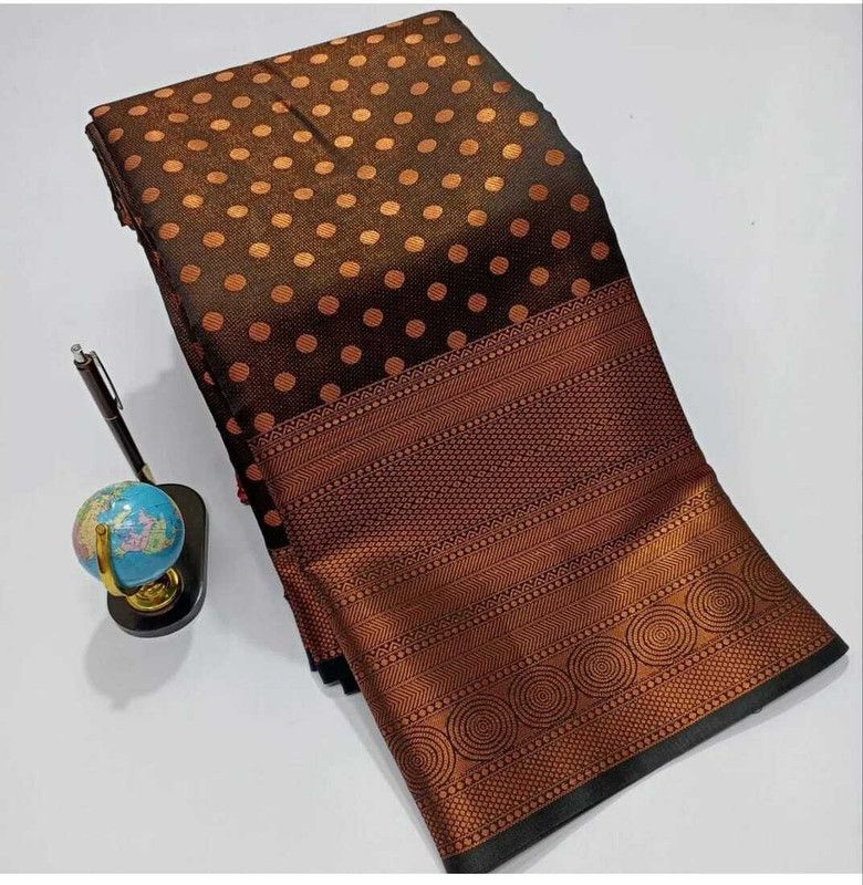 Kanjivaram Pure Silk Saree  (Brown)