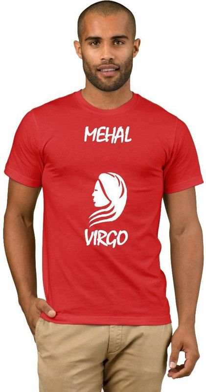 Mehal Zodiac Virgo Style Fashion V08 Men Printed Round Neck Cotton Blend Red T-Shirt