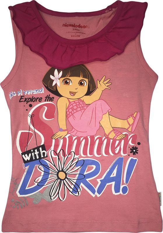 Dora Girls Casual Cotton Blend Top  (Pink, Pack of 1)
