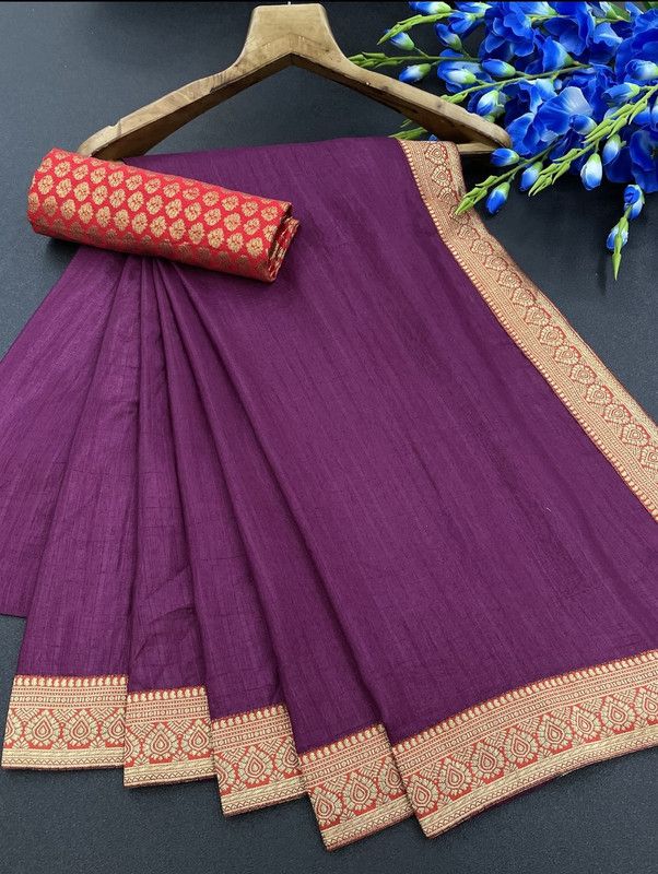 Self Design Bhagalpuri Silk Blend Saree  (Purple)