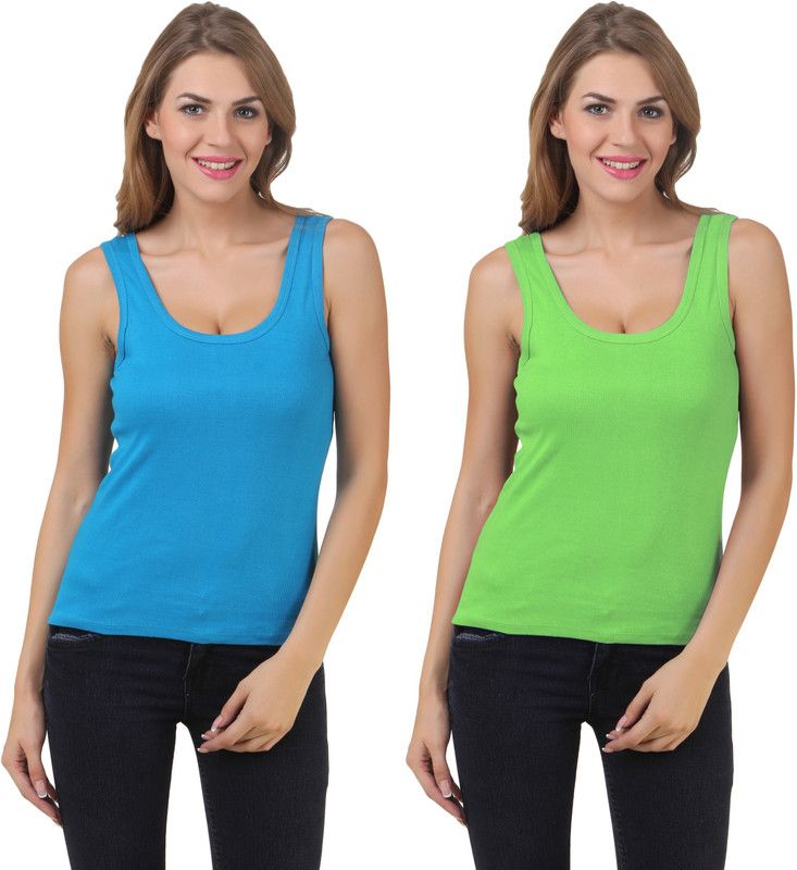 Women Light Blue, Light Green Tank Top/Vest