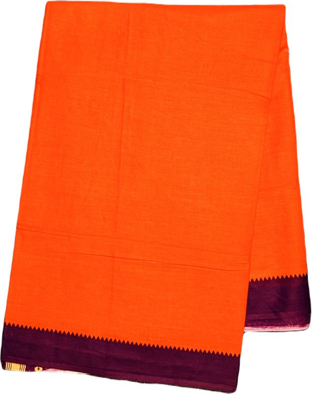 Printed Daily Wear Pure Cotton Saree  (Maroon, Orange)