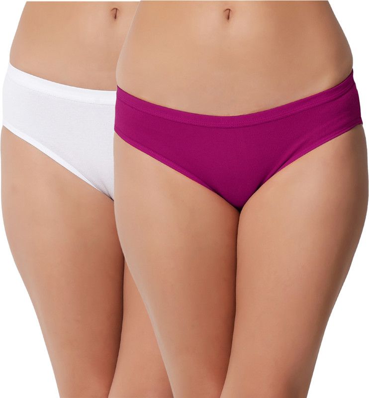 Pack of 2 Women Bikini White, Purple Panty