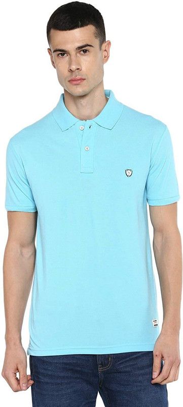 Men Solid Polo Neck Reversible Cotton Blend Light Blue T-Shirt